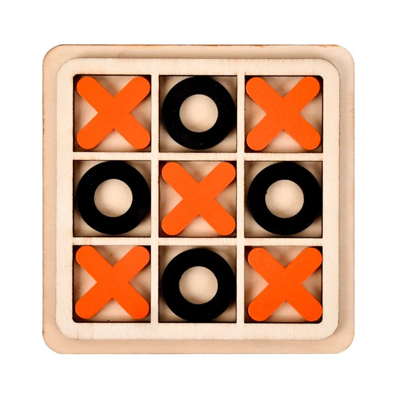 Wooden Tic-Tac-Toe Board Game – Three-Line OX Puzzle