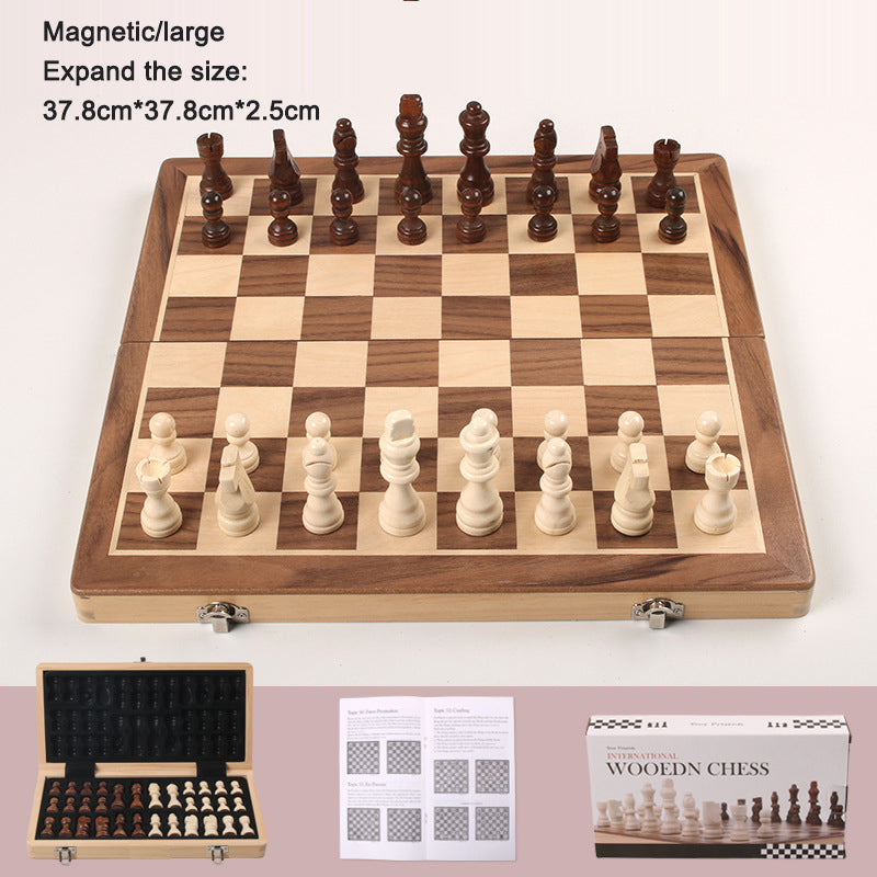 Magnetic Folding Wooden Chess Set – Double Queen
