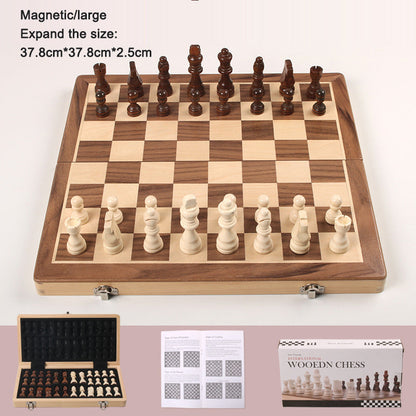 Magnetic Folding Wooden Chess Set – Double Queen