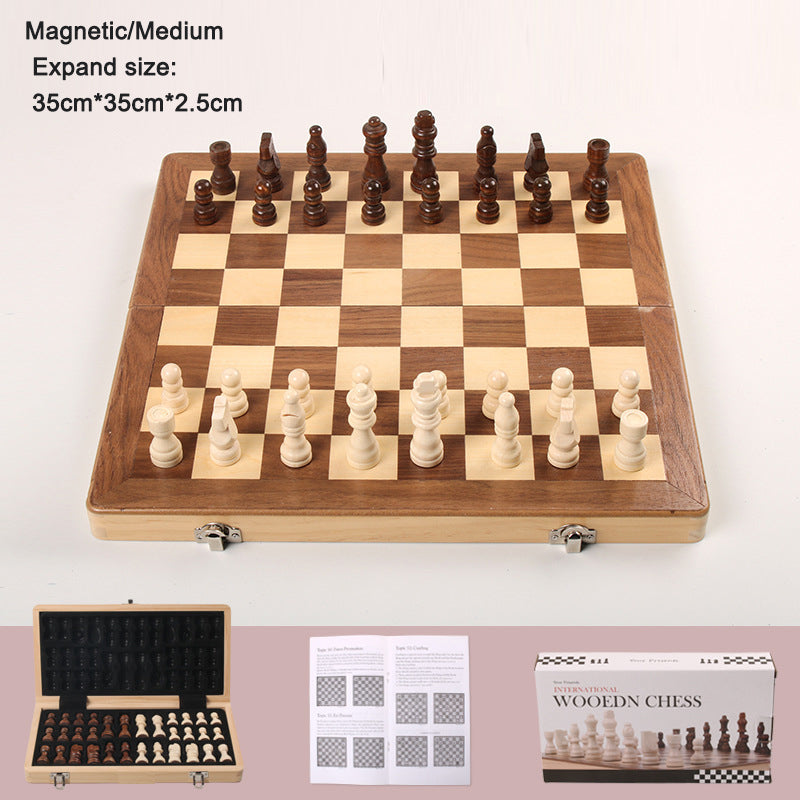 Magnetic Folding Wooden Chess Set – Double Queen