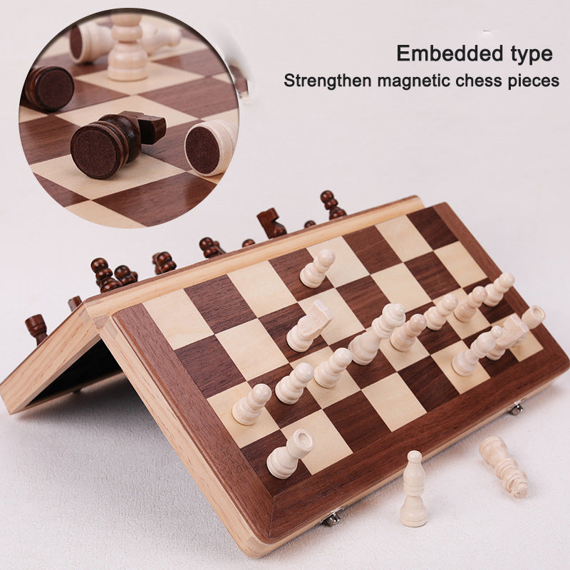 Magnetic Folding Wooden Chess Set – Double Queen