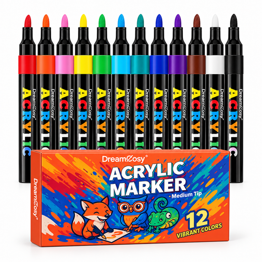 12-Color Acrylic Paint Marker Set – Medium Tip