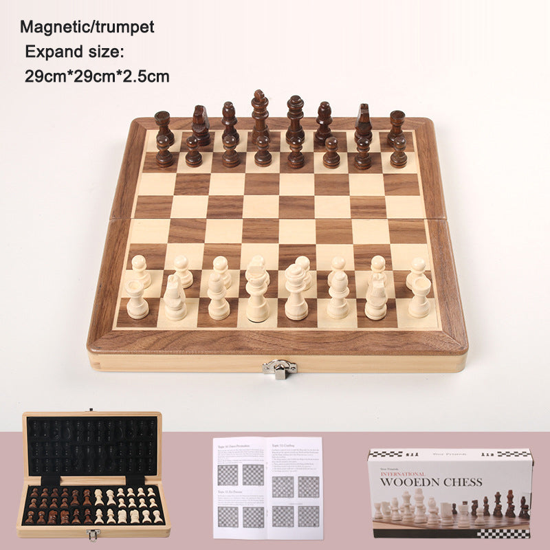 Magnetic Folding Wooden Chess Set – Double Queen