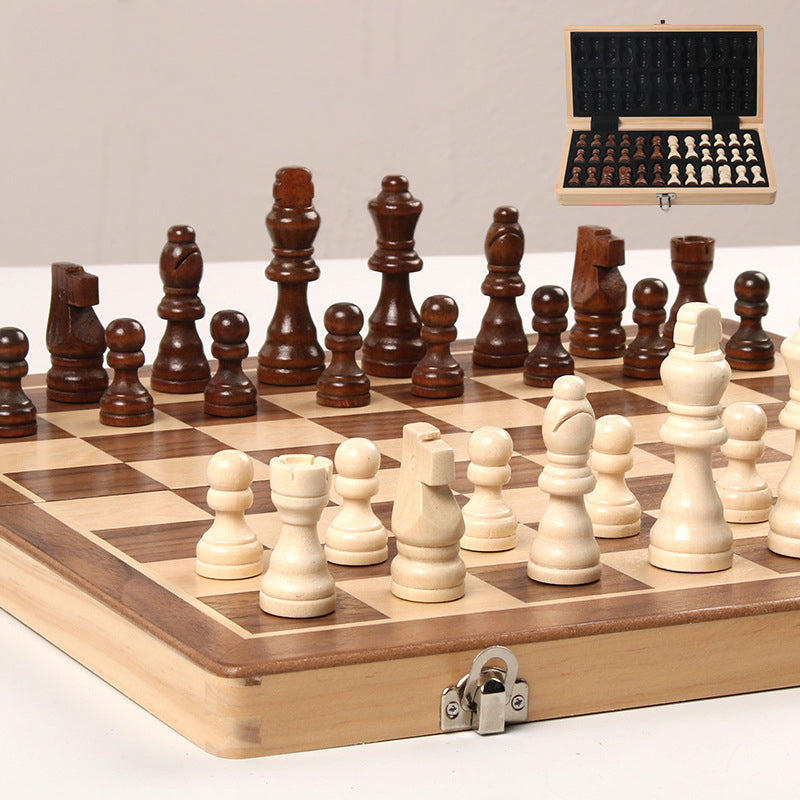 Magnetic Folding Wooden Chess Set – Double Queen