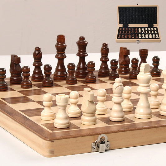 Magnetic Folding Wooden Chess Set – Double Queen