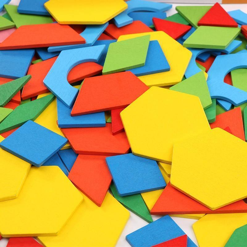 250-Piece Wooden Geometric 3D Puzzle Game – Multicolor