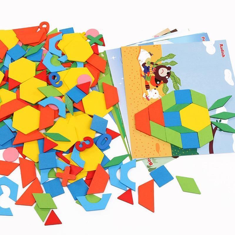 250-Piece Wooden Geometric 3D Puzzle Game – Multicolor