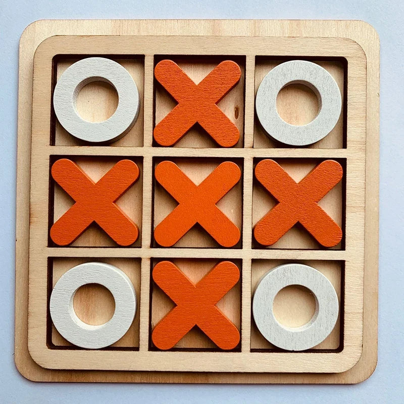 Wooden Tic-Tac-Toe Board Game – Three-Line OX Puzzle